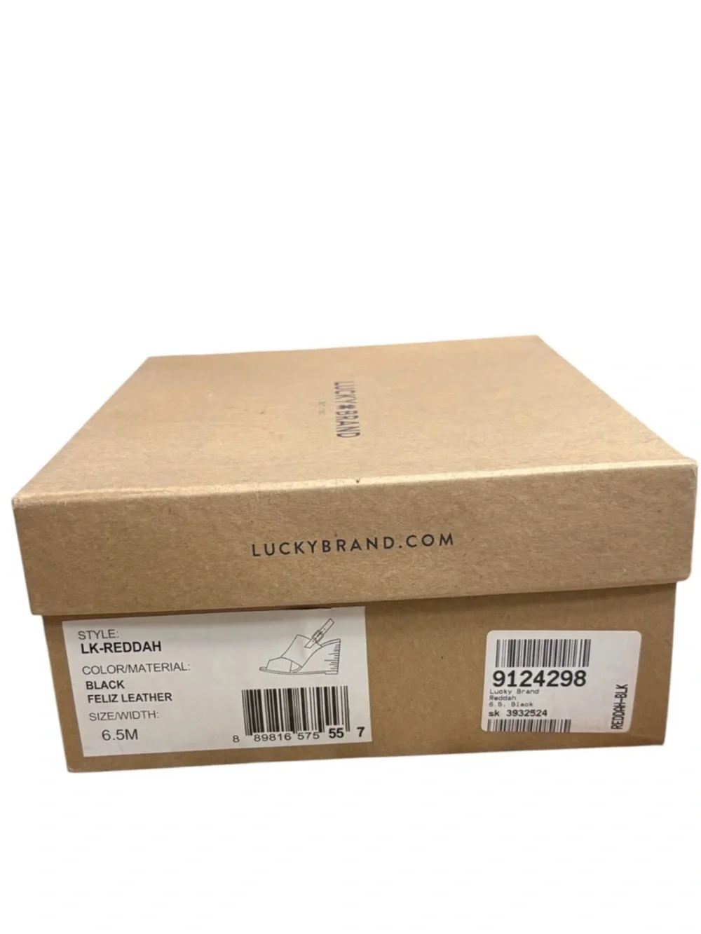 LUCKY BRAND Reddah Leather Black Wedge Slingback Sandal Size 6.5 -- with box